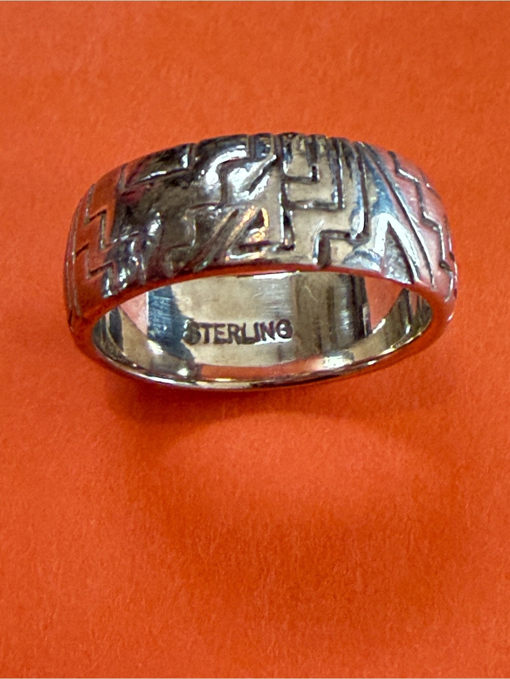Sterling Silver Geometric Band Ring - Silver